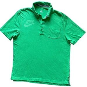 Vintage Nike Men’s Green Size Large Polo Shirt Single Stitched‎ Sleeves